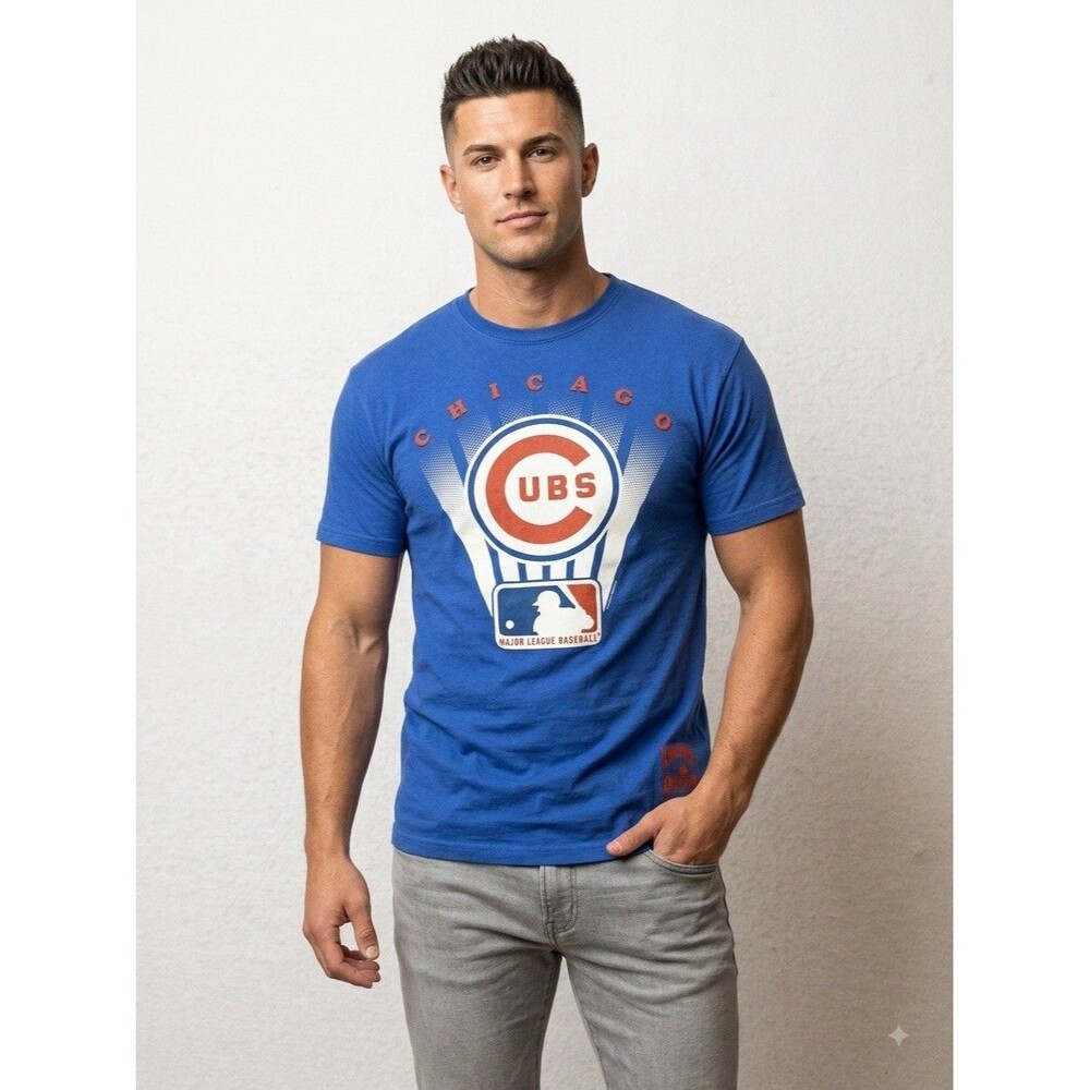 Mitchell & Ness Chicago Cubs T-Shirt Mens M Blue Cooperstown MLB NWOT